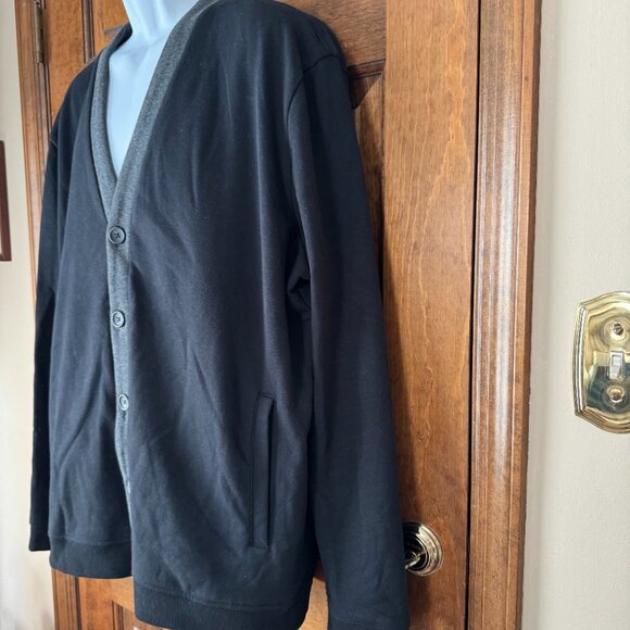 Express Black w/Gray Trim Button Close V-Neck Cardigan Jacket X-Large - Picture 6 of 13